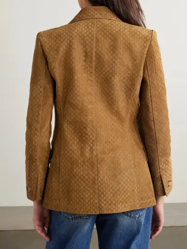 Gucci Double-breasted Horsebit-detailed Debossed Suede Blazer | Thumbnail 4 Gucci Double-breasted Horsebit-detailed Debossed Suede Blazer | Thumbnail 4