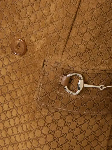 Gucci Double-breasted Horsebit-detailed Debossed Suede Blazer | Thumbnail 5 Gucci Double-breasted Horsebit-detailed Debossed Suede Blazer | Thumbnail 5