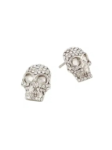 Alexander McQueen Women's Silvertone & Glass Crystal Skull Stud Earrings - Silver | Thumbnail 1 Alexander McQueen Women's Silvertone & Glass Crystal Skull Stud Earrings - Silver | Thumbnail 1