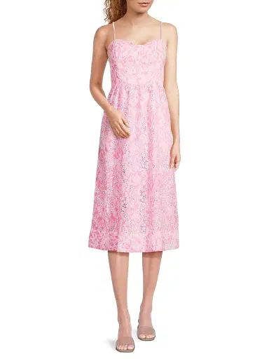 Lilly Pulitzer Women's Allarie Cotton Midi-Dress - Rousseau Pink Tulip To Tango - Size 16 | Thumbnail 2 Lilly Pulitzer Women's Allarie Cotton Midi-Dress - Rousseau Pink Tulip To Tango - Size 16 | Thumbnail 2