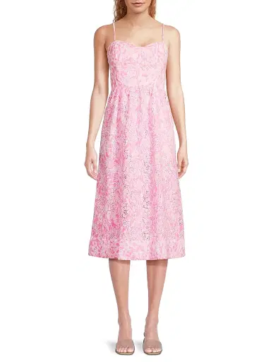 Lilly Pulitzer Women's Allarie Cotton Midi-Dress - Rousseau Pink Tulip To Tango - Size 16 | Thumbnail 3 Lilly Pulitzer Women's Allarie Cotton Midi-Dress - Rousseau Pink Tulip To Tango - Size 16 | Thumbnail 3