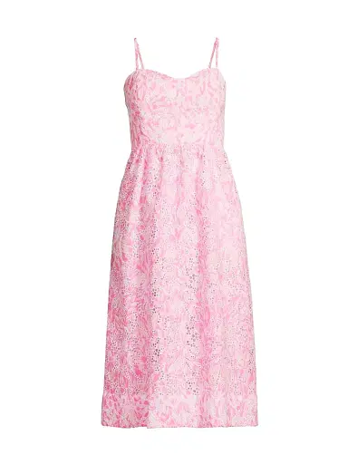 Lilly Pulitzer Women's Allarie Cotton Midi-Dress - Rousseau Pink Tulip To Tango - Size 16 | Thumbnail 1 Lilly Pulitzer Women's Allarie Cotton Midi-Dress - Rousseau Pink Tulip To Tango - Size 16 | Thumbnail 1