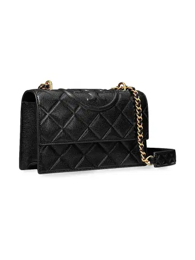 Tory Burch Women's Small Fleming Polished Grain Leather Shoulder Bag - Black | Thumbnail 5 Tory Burch Women's Small Fleming Polished Grain Leather Shoulder Bag - Black | Thumbnail 5
