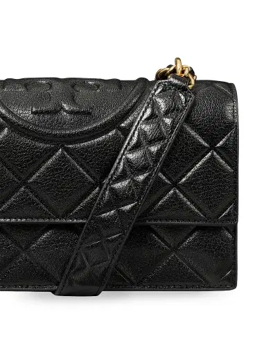 Tory Burch Women's Small Fleming Polished Grain Leather Shoulder Bag - Black | Thumbnail 6 Tory Burch Women's Small Fleming Polished Grain Leather Shoulder Bag - Black | Thumbnail 6