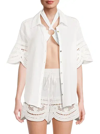 Ramy Brook Women's Shamaya Eyelet-Trimmed Swim Cover-Up Top | Thumbnail 3 Ramy Brook Women's Shamaya Eyelet-Trimmed Swim Cover-Up Top | Thumbnail 3