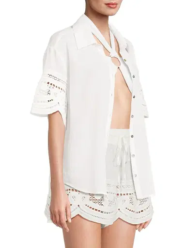 Ramy Brook Women's Shamaya Eyelet-Trimmed Swim Cover-Up Top | Thumbnail 4 Ramy Brook Women's Shamaya Eyelet-Trimmed Swim Cover-Up Top | Thumbnail 4