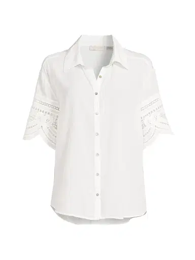 Ramy Brook Women's Shamaya Eyelet-Trimmed Swim Cover-Up Top | Thumbnail 1 Ramy Brook Women's Shamaya Eyelet-Trimmed Swim Cover-Up Top | Thumbnail 1