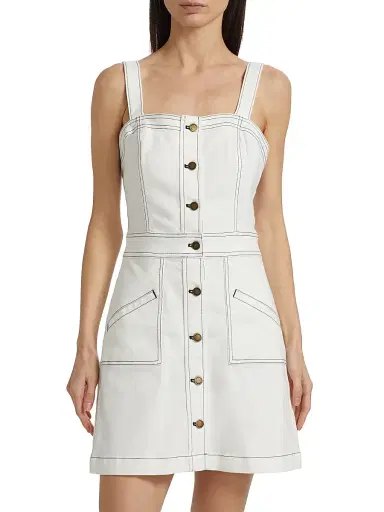 Ramy Brook Women's Tammy Buttoned Minidress - White Denim Navy Stitch | Thumbnail 3 Ramy Brook Women's Tammy Buttoned Minidress - White Denim Navy Stitch | Thumbnail 3