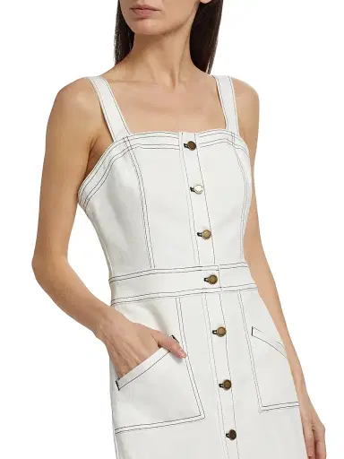 Ramy Brook Women's Tammy Buttoned Minidress - White Denim Navy Stitch | Thumbnail 6 Ramy Brook Women's Tammy Buttoned Minidress - White Denim Navy Stitch | Thumbnail 6