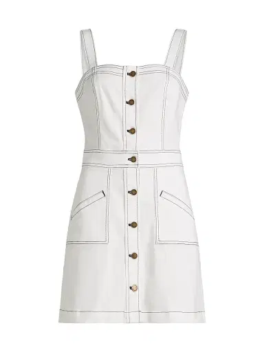 Ramy Brook Women's Tammy Buttoned Minidress - White Denim Navy Stitch | Thumbnail 1 Ramy Brook Women's Tammy Buttoned Minidress - White Denim Navy Stitch | Thumbnail 1