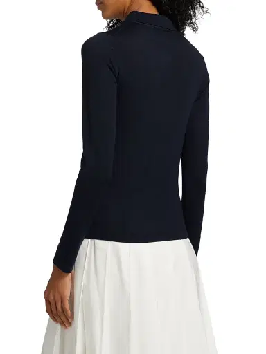 Reformation Women's Wool Knit Polo Shirt - Navy | Thumbnail 5 Reformation Women's Wool Knit Polo Shirt - Navy | Thumbnail 5