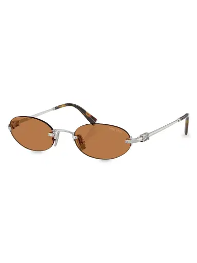 Miu Miu Women's 51MM Oval Sunglasses - Silver Brown | Thumbnail 2 Miu Miu Women's 51MM Oval Sunglasses - Silver Brown | Thumbnail 2