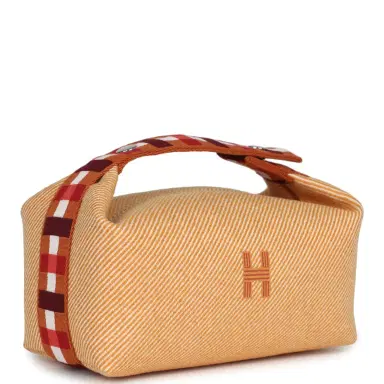 HERMÈS Hermes Bride A Brac Carre Case PM Fauve Merino Wool Palladium Hardware | Thumbnail 2 HERMÈS Hermes Bride A Brac Carre Case PM Fauve Merino Wool Palladium Hardware | Thumbnail 2
