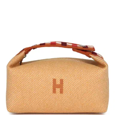 HERMÈS Hermes Bride A Brac Carre Case PM Fauve Merino Wool Palladium Hardware | Thumbnail 1 HERMÈS Hermes Bride A Brac Carre Case PM Fauve Merino Wool Palladium Hardware | Thumbnail 1