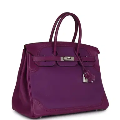 HERMÈS Pre-owned Hermes Birkin 35 Ghillies Anemone Togo and Swift Palladium Hardware | Thumbnail 2 HERMÈS Pre-owned Hermes Birkin 35 Ghillies Anemone Togo and Swift Palladium Hardware | Thumbnail 2