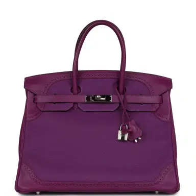 HERMÈS Pre-owned Hermes Birkin 35 Ghillies Anemone Togo and Swift Palladium Hardware | Thumbnail 1 HERMÈS Pre-owned Hermes Birkin 35 Ghillies Anemone Togo and Swift Palladium Hardware | Thumbnail 1