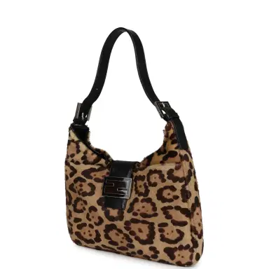 Fendi Vintage Fendi Leopard Shoulder Bag Brown and Black Ponyhair Silver Hardware | Thumbnail 5 Fendi Vintage Fendi Leopard Shoulder Bag Brown and Black Ponyhair Silver Hardware | Thumbnail 5