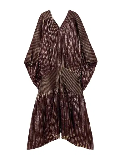 Dima Ayad Striped Metallic Voile And Stretch-knit Kaftan | Thumbnail 1 Dima Ayad Striped Metallic Voile And Stretch-knit Kaftan | Thumbnail 1