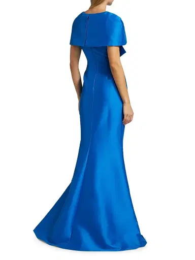 Badgley Mischka Women's Cape-Neck Trumpet Gown - Cobalt | Thumbnail 5 Badgley Mischka Women's Cape-Neck Trumpet Gown - Cobalt | Thumbnail 5