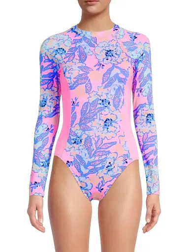 Lilly Pulitzer Women's Wynton Rashguard One-Piece Swimsuit - Multi Totally Koalafied - Size 12 | Thumbnail 3 Lilly Pulitzer Women's Wynton Rashguard One-Piece Swimsuit - Multi Totally Koalafied - Size 12 | Thumbnail 3