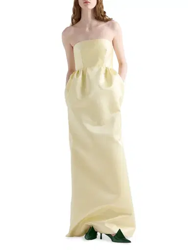 Prada Women's Long Double Satin Dress - Yellow | Thumbnail 2 Prada Women's Long Double Satin Dress - Yellow | Thumbnail 2