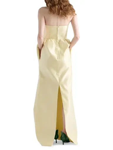 Prada Women's Long Double Satin Dress - Yellow | Thumbnail 3 Prada Women's Long Double Satin Dress - Yellow | Thumbnail 3