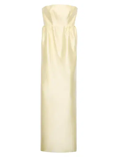 Prada Women's Long Double Satin Dress - Yellow | Thumbnail 1 Prada Women's Long Double Satin Dress - Yellow | Thumbnail 1