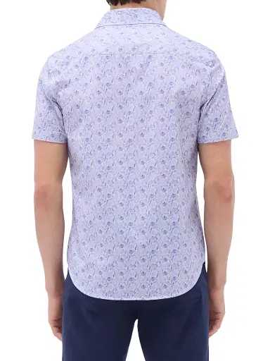 Bugatchi Men's OohCotton Miles Leaf-Print Stretch-Cotton Shirt - Air Blue | Thumbnail 5 Bugatchi Men's OohCotton Miles Leaf-Print Stretch-Cotton Shirt - Air Blue | Thumbnail 5