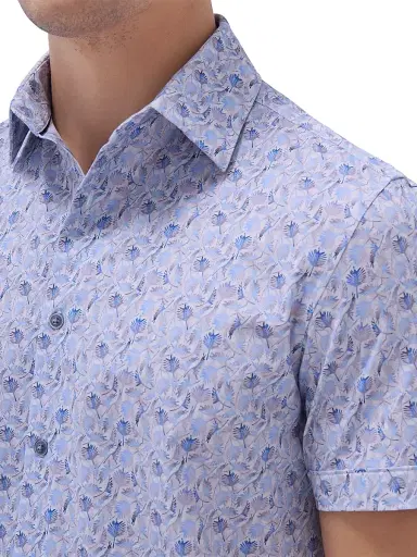 Bugatchi Men's OohCotton Miles Leaf-Print Stretch-Cotton Shirt - Air Blue | Thumbnail 8 Bugatchi Men's OohCotton Miles Leaf-Print Stretch-Cotton Shirt - Air Blue | Thumbnail 8