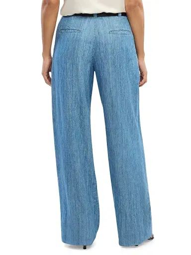 Another Tomorrow Women's Chambray Relaxed Wide Leg Pants - Medium Blue | Thumbnail 6 Another Tomorrow Women's Chambray Relaxed Wide Leg Pants - Medium Blue | Thumbnail 6