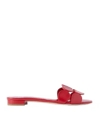 Manolo Blahnik Haribalmu 10 Cutout Leather Slides | Thumbnail 1 Manolo Blahnik Haribalmu 10 Cutout Leather Slides | Thumbnail 1