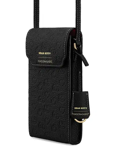 Maison de Sabre Women's Hello Kitty Leather Phone Pouch - Black | Thumbnail 4 Maison de Sabre Women's Hello Kitty Leather Phone Pouch - Black | Thumbnail 4