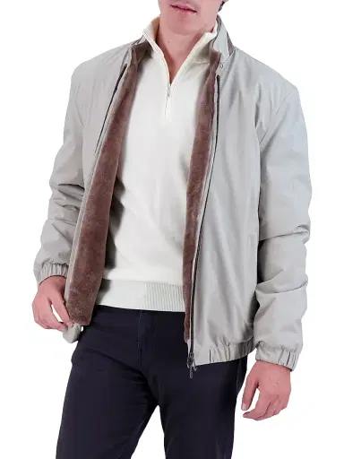 Gorski Men's Fabric Jacket with Shearling Lamb Lining - Grey | Thumbnail 5 Gorski Men's Fabric Jacket with Shearling Lamb Lining - Grey | Thumbnail 5