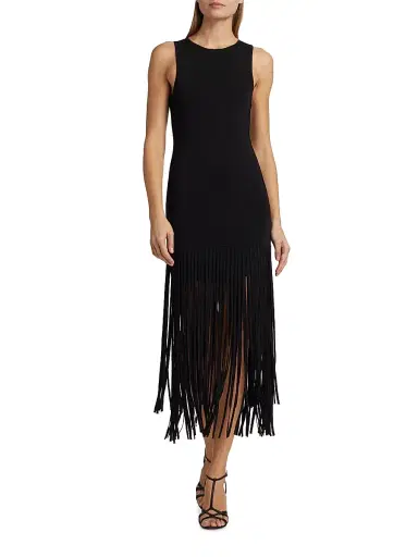 Toccin Women's Margaux Fringe Midi-Dress - Jet | Thumbnail 2 Toccin Women's Margaux Fringe Midi-Dress - Jet | Thumbnail 2