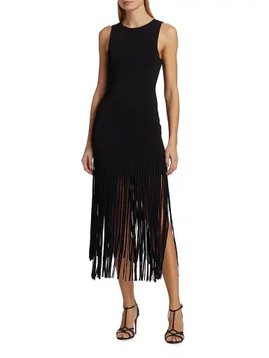 Toccin Women's Margaux Fringe Midi-Dress - Jet | Thumbnail 3 Toccin Women's Margaux Fringe Midi-Dress - Jet | Thumbnail 3