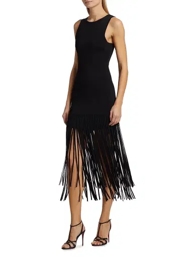 Toccin Women's Margaux Fringe Midi-Dress - Jet | Thumbnail 4 Toccin Women's Margaux Fringe Midi-Dress - Jet | Thumbnail 4