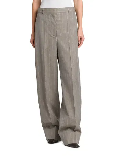 Stella McCartney Women's Melange Striped Wool Trousers - Stone | Thumbnail 3 Stella McCartney Women's Melange Striped Wool Trousers - Stone | Thumbnail 3