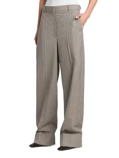 Stella McCartney Women's Melange Striped Wool Trousers - Stone | Thumbnail 4 Stella McCartney Women's Melange Striped Wool Trousers - Stone | Thumbnail 4