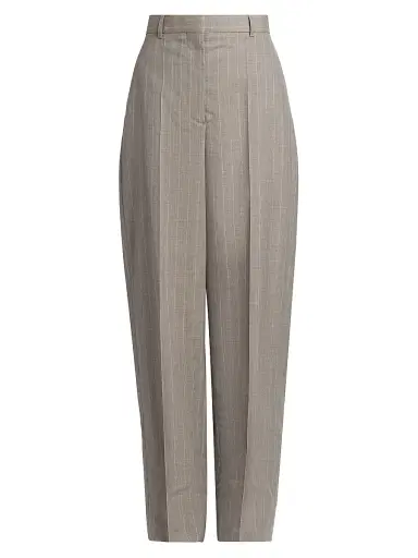 Stella McCartney Women's Melange Striped Wool Trousers - Stone | Thumbnail 1 Stella McCartney Women's Melange Striped Wool Trousers - Stone | Thumbnail 1
