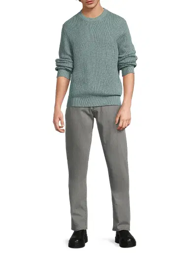 Canali Men's Honeycomb Cotton-Blend Crewneck Sweater - Green | Thumbnail 2 Canali Men's Honeycomb Cotton-Blend Crewneck Sweater - Green | Thumbnail 2