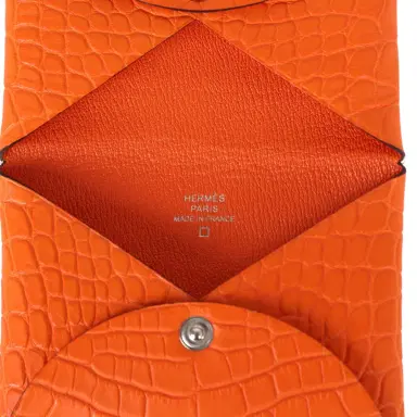 HERMÈS Hermes Calvi Card Holder Orange Minium Matte Alligator Mississipiensis Palladium Hardware | Thumbnail 7 HERMÈS Hermes Calvi Card Holder Orange Minium Matte Alligator Mississipiensis Palladium Hardware | Thumbnail 7