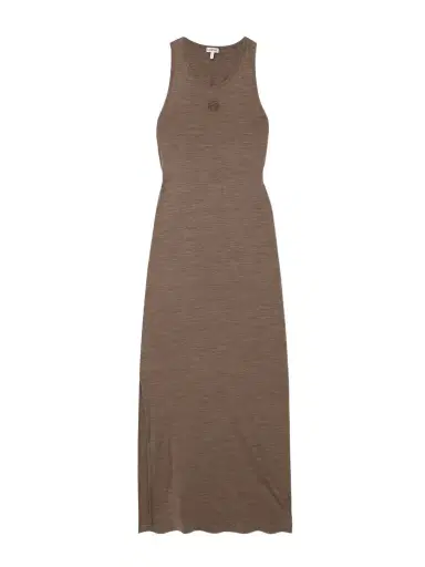 Loewe Anagram Embroidered Twist-back Wool-blend Jersey Maxi Dress | Thumbnail 1 Loewe Anagram Embroidered Twist-back Wool-blend Jersey Maxi Dress | Thumbnail 1