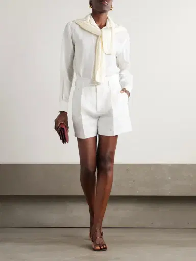 Ralph Lauren Collection Denise Belted Pleated Linen Shorts | Thumbnail 2 Ralph Lauren Collection Denise Belted Pleated Linen Shorts | Thumbnail 2