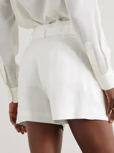 Ralph Lauren Collection Denise Belted Pleated Linen Shorts | Thumbnail 3 Ralph Lauren Collection Denise Belted Pleated Linen Shorts | Thumbnail 3