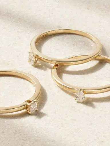 STONE AND STRAND Set Of Three 14-karat Gold Diamond Rings | Thumbnail 4 STONE AND STRAND Set Of Three 14-karat Gold Diamond Rings | Thumbnail 4