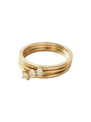 STONE AND STRAND Set Of Three 14-karat Gold Diamond Rings | Thumbnail 1 STONE AND STRAND Set Of Three 14-karat Gold Diamond Rings | Thumbnail 1