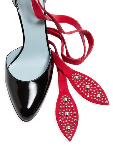 Valentino Garavani Women's Foliefoliage Pumps in Abrasive Calfskin 85MM - Black Pure | Thumbnail 6 Valentino Garavani Women's Foliefoliage Pumps in Abrasive Calfskin 85MM - Black Pure | Thumbnail 6