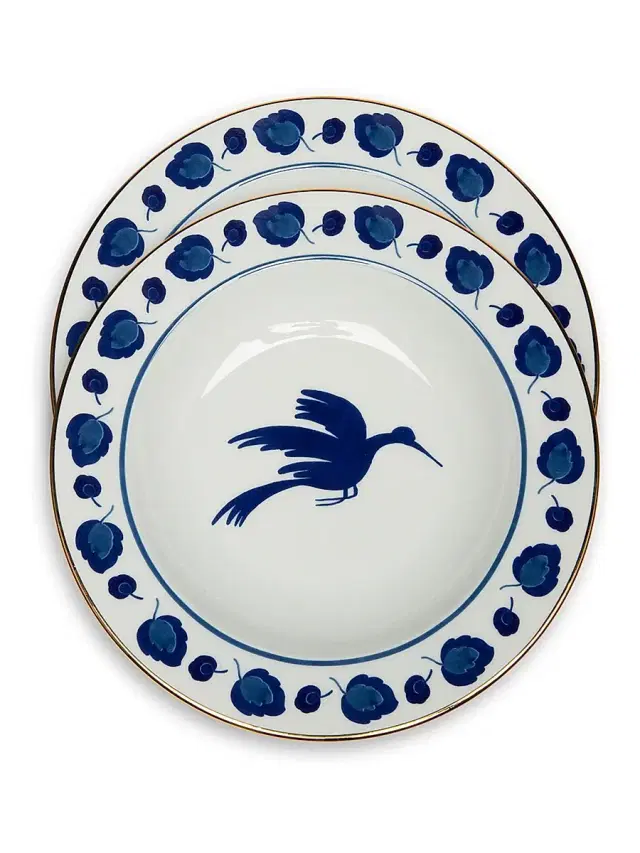 Soup Plates Set of 2 - Wildbird Blue Soup Plates Set of 2 - Wildbird Blue