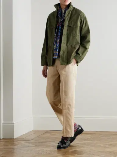 Drake's Straight-Leg Peached Cotton-Twill Trousers - Men | Thumbnail 2 Drake's Straight-Leg Peached Cotton-Twill Trousers - Men | Thumbnail 2