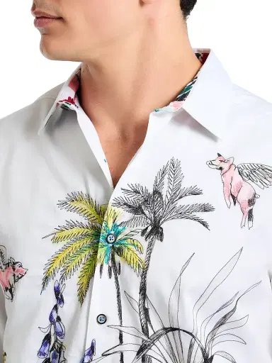 Robert Graham Men's When Pigs Fly Woven Shirt - White | Thumbnail 5 Robert Graham Men's When Pigs Fly Woven Shirt - White | Thumbnail 5